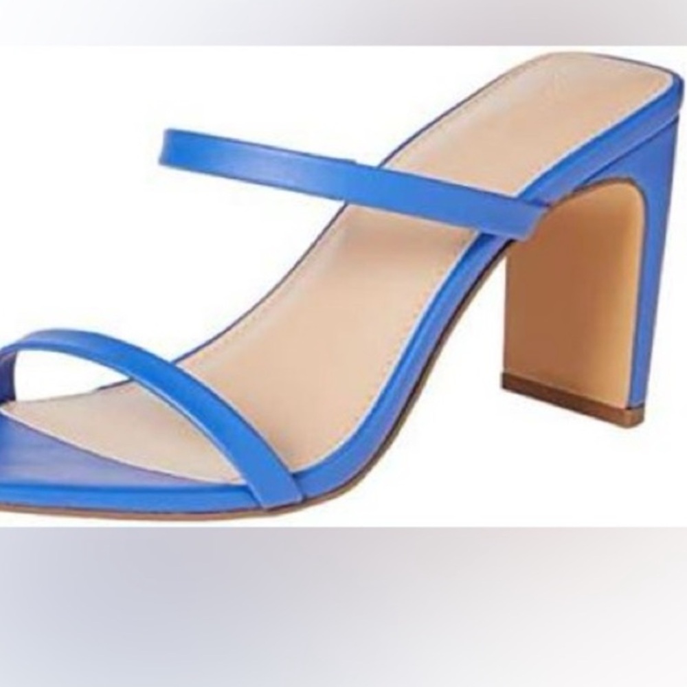 THE DROP Blue Avery Square Toe Slide On Heels Size 8